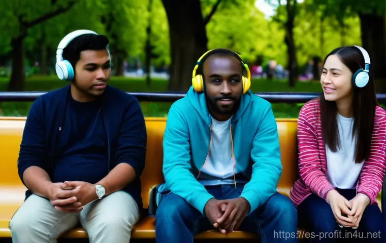 음원 스트리밍 수익 - A dynamic and vibrant scene at an outdoor music festival. On stage, a diverse band is performing wit...