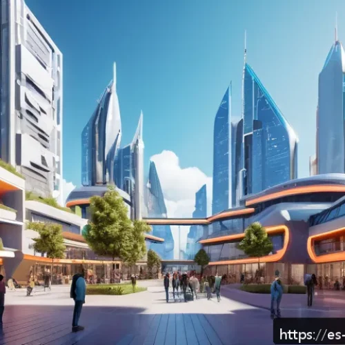 Home 30 가상 부동산 투자 - A futuristic digital cityscape representing a virtual real estate marketplace with diverse modern bu...