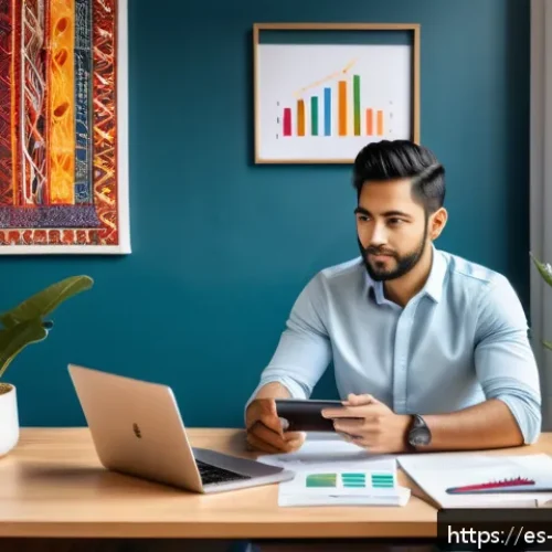 Home 17 디지털 자산 수익화 - A modern digital workspace showcasing a content creator optimizing multiple platforms for income gro...